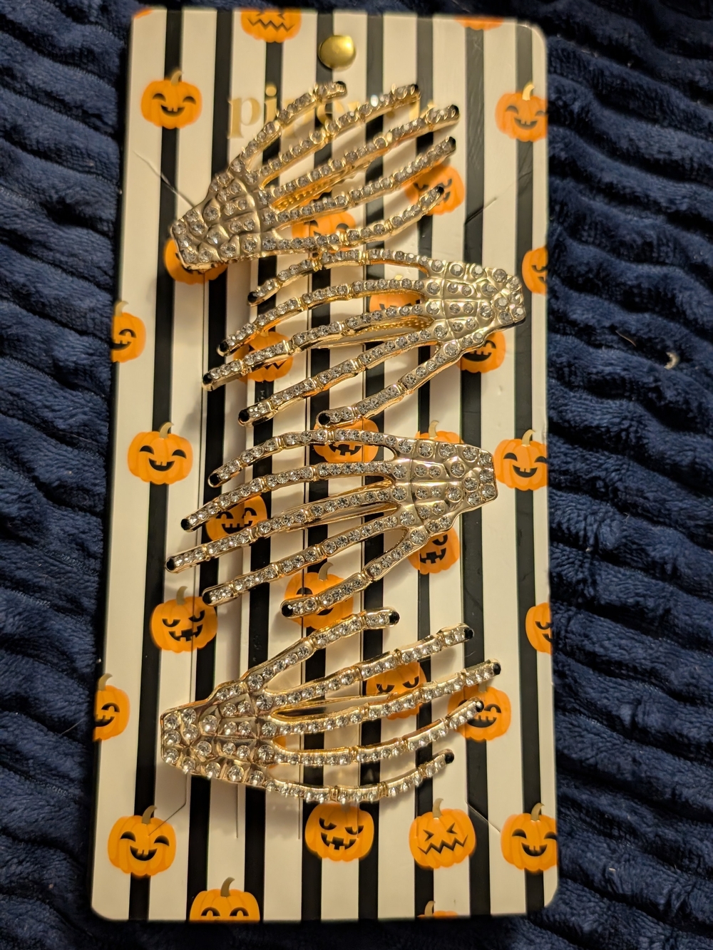 Crystal Skeleton Hand Hair Clips in Silver